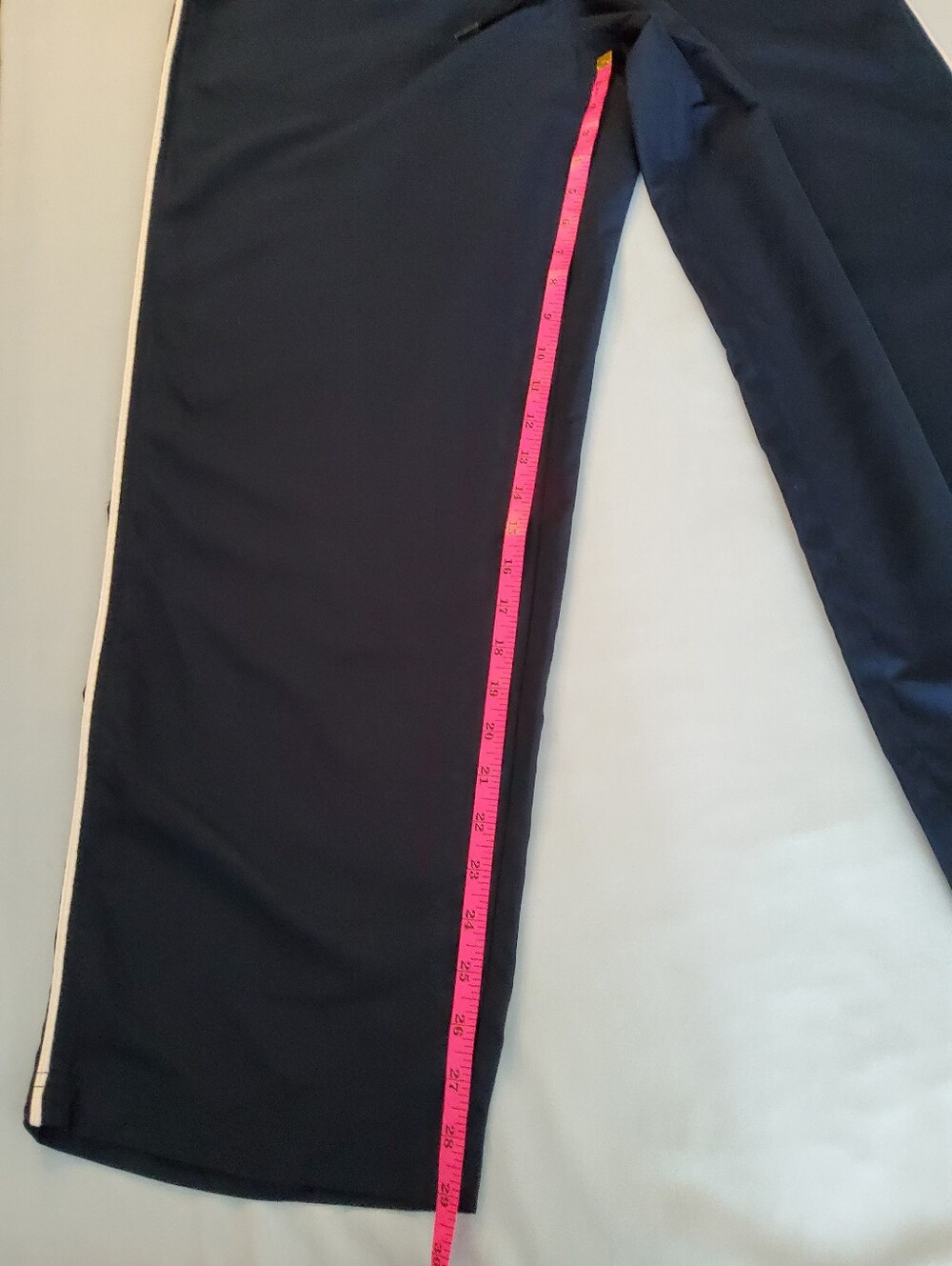 Women's Large Petite Mountain Lake Navy Track Pants with White Side Stripe - Picture 4 of 7